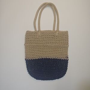 Cherokee Two-Tone Crochet Tote Bag Wicker
